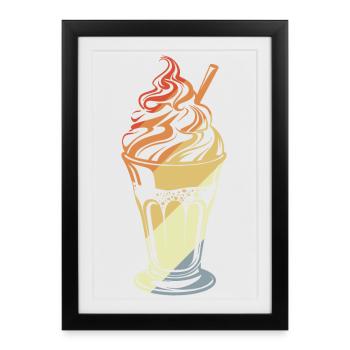 Coupe glacée style rétro - Affiche encadrée (27 × 37 cm) - noir - Devant