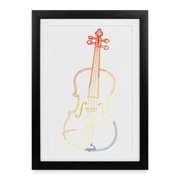 Vintage Violine Zeichnung - Gerahmtes Poster (27 × 37 cm) - Schwarz - Vorne