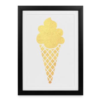 Glace Glace Or Doré Glace Gaufre Luxe - Affiche encadrée (27 × 37 cm) - noir - Devant