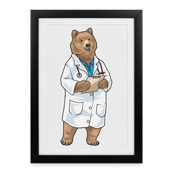 Bear Doctor Stethoscope - Framed poster (27 × 37 cm) - black - Front