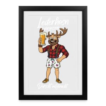Lederhosen vergessen beer traditional hoodie Lederhosen - Framed poster (27 × 37 cm) - black - Front