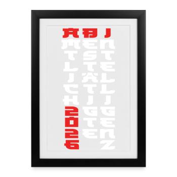 Abi 2026 - Abitur - Cadeau style manga - Affiche encadrée (27 × 37 cm) - noir - Devant