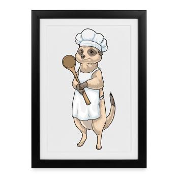 Cuisson à la cuillère de cuisine de suricates - Affiche encadrée (27 × 37 cm) - noir - Devant