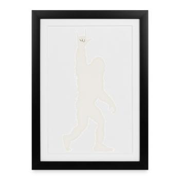 Festival de la posture de la main rocheuse du yéti furry Metal - Affiche encadrée (27 × 37 cm) - noir - Devant