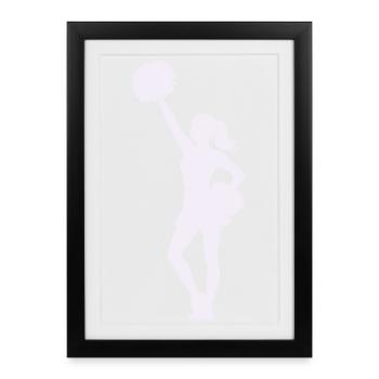 Silhouette de pom-pom girls avec pompons - Affiche encadrée (27 × 37 cm) - noir - Devant