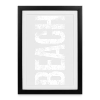Conception de fautes de frappe de plage | Vacances à la plage - Affiche encadrée (27 × 37 cm) - noir - Devant