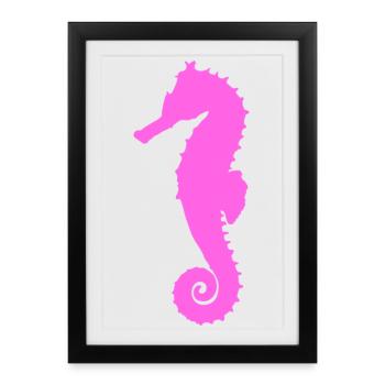 Rose hippocampe - Affiche encadrée (27 × 37 cm) - noir - Devant