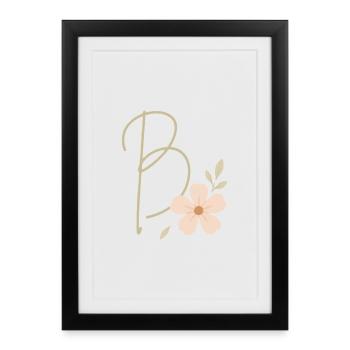 B Floral: Initial with Coral Flower - Framed poster (27 × 37 cm) - black - Front