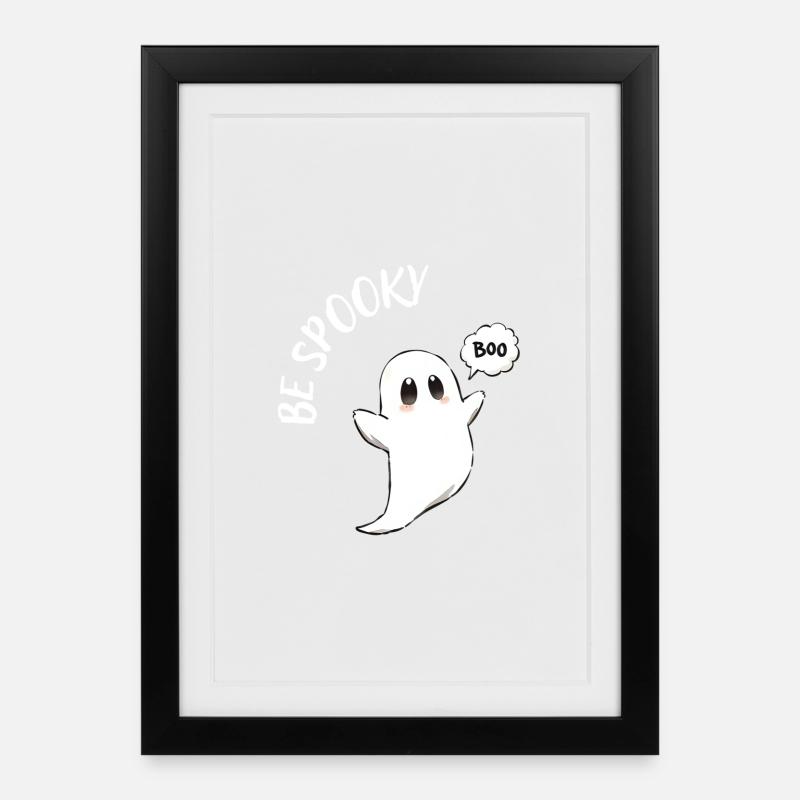 Spukgeist Boo Motiv - Gerahmtes Poster (27 × 37 cm) - Schwarz