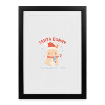 Le lapin du Père Noël arrive en ville - Lapin de Noël - Affiche encadrée (27 × 37 cm) - noir - Devant