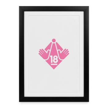 Japan 18+ Restricted Sign Sticker - Hand Stop 18禁 - Affiche encadrée (27 × 37 cm) - noir - Devant