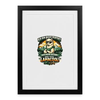 Lamacool Lama Motiv - Gerahmtes Poster (27 × 37 cm) - Schwarz - Vorne