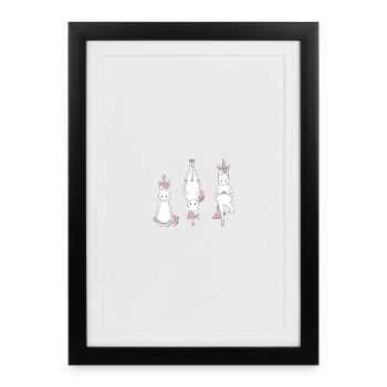Licornes en pose méditative - Affiche encadrée (27 × 37 cm) - noir - Devant