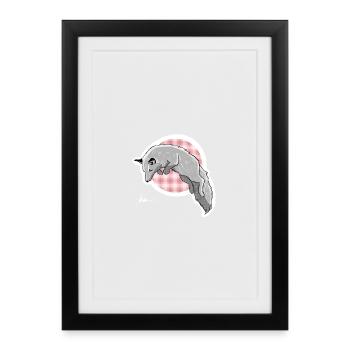 hunting snow fox - Framed poster (27 × 37 cm) - black - Front