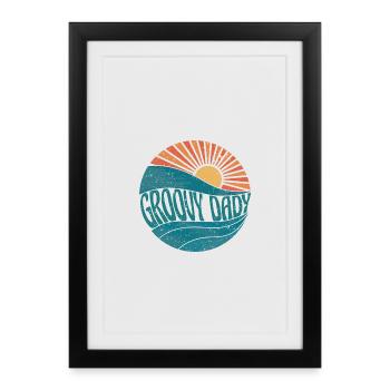 Vintage Retro Groovy Dady - Affiche encadrée (27 × 37 cm) - noir - Devant