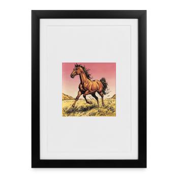Dynamic wild horse print - Framed poster (27 × 37 cm) - black - Front