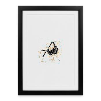Freestyle-Ski glitzert in Gold und Blau - Gerahmtes Poster (27 × 37 cm) - Schwarz - Vorne