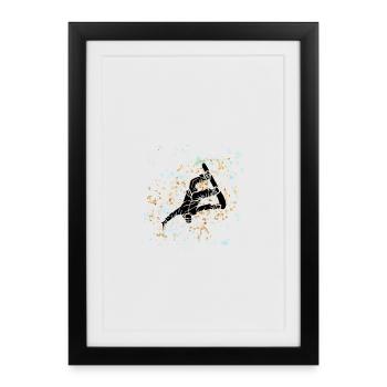 Snowboard éclaboussé bleu-or - Affiche encadrée (27 × 37 cm) - noir - Devant