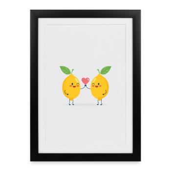 Cuddly lime love - Framed poster (27 × 37 cm) - black - Front