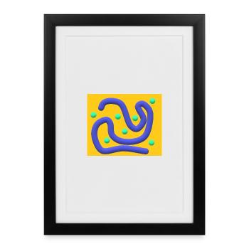 Courbes bleues abstraites avec des points de menthe - Affiche encadrée (27 × 37 cm) - noir - Devant