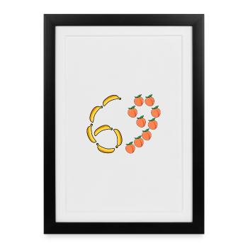 Fruit Motif Bananas and Peaches - Framed poster (27 × 37 cm) - black - Front