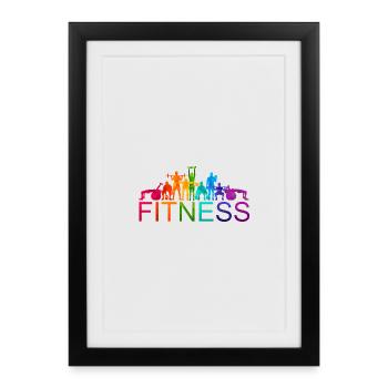 Divers athlètes de fitness colorés - Affiche encadrée (27 × 37 cm) - noir - Devant