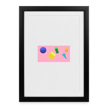 Vibrant Geometric Shapes on Pastel Background - Framed poster (27 × 37 cm) - black - Front