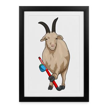 Croquant de hockey sur gazon Goat - Affiche encadrée (27 × 37 cm) - noir - Devant