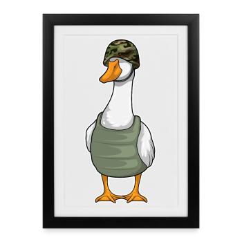 Casque de soldat canard - Affiche encadrée (27 × 37 cm) - noir - Devant