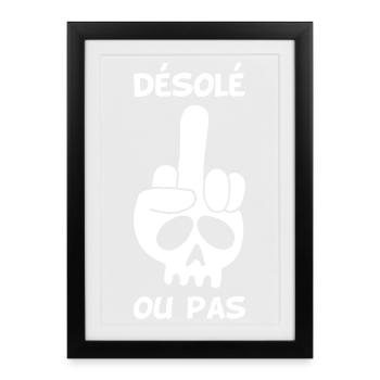 Crâne blanc malpoli - Affiche encadrée (27 × 37 cm) - noir - Devant