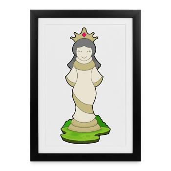 Pièce d’échecs Queen Chess - Affiche encadrée (27 × 37 cm) - noir - Devant