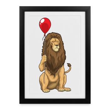 Ballon Lion - Affiche encadrée (27 × 37 cm) - noir - Devant