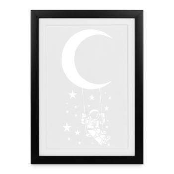Balançoire sur la lune - Affiche encadrée (27 × 37 cm) - noir - Devant