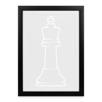 Pièce d’échecs roi - Affiche encadrée (27 × 37 cm) - noir - Devant