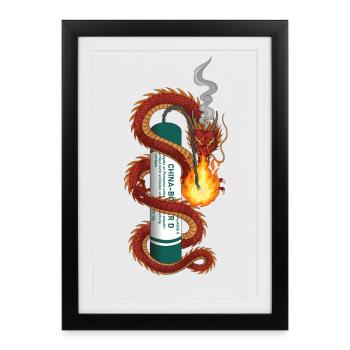 Pyro Dragon - Affiche encadrée (27 × 37 cm) - noir - Devant