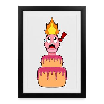 Gâteau d’anniversaire Worm - Affiche encadrée (27 × 37 cm) - noir - Devant