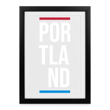 Mot-mot vertical Portland, USA City - Affiche encadrée (27 × 37 cm) - noir - Devant