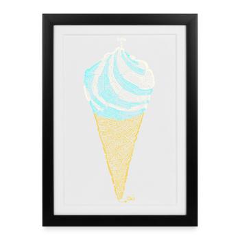 Glace Italienne labyrinthique (contours) - Affiche encadrée (27 × 37 cm) - noir - Devant