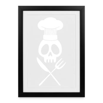 Crâne de cuisinier (blanc) - Affiche encadrée (27 × 37 cm) - noir - Devant