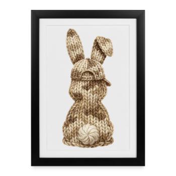 Lapin derrière le camouflage Casquette Camouflage - Affiche encadrée (27 × 37 cm) - noir - Devant