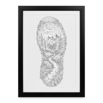 Landschaft des Waldfußabdrucks - Gerahmtes Poster (27 × 37 cm) - Schwarz - Vorne