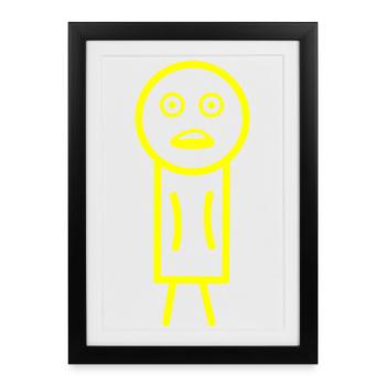 Überraschte Figur - Gerahmtes Poster (27 × 37 cm) - Schwarz - Vorne