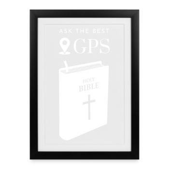 Le meilleur système de navigation est la Bible (blanche) - Affiche encadrée (27 × 37 cm) - noir - Devant