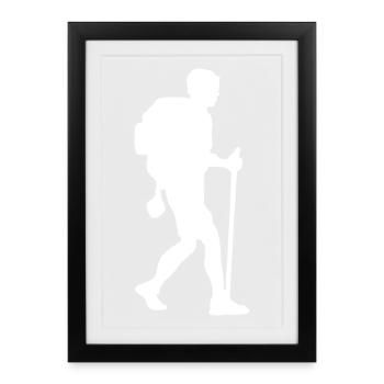 Hiker backpacker white - Framed poster (27 × 37 cm) - black - Front