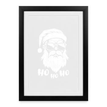 Père Noël décontracté avec des lunettes de soleil HoHoHo - Affiche encadrée (27 × 37 cm) - noir - Devant
