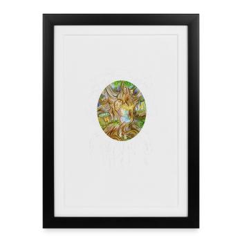 Girl in the Tree of Wisdom, Oak, Forest, Mirror - Framed poster (27 × 37 cm) - black - Front
