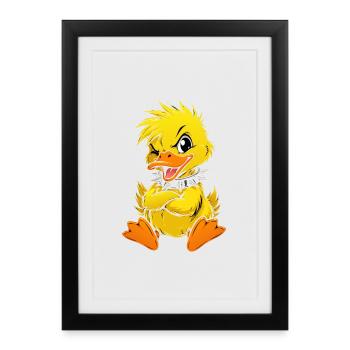 Canard mignon et audacieux - Affiche encadrée (27 × 37 cm) - noir - Devant