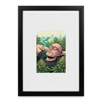 High Life : Détendu du cannabis - Affiche encadrée (27 × 37 cm) - noir - Devant