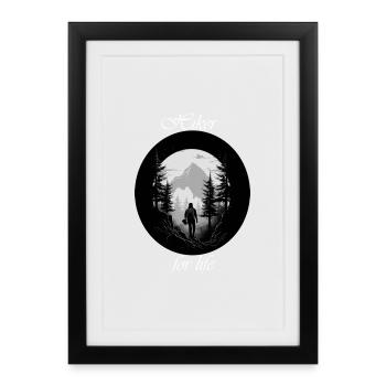 Randonneur à vie blanc - Affiche encadrée (27 × 37 cm) - noir - Devant