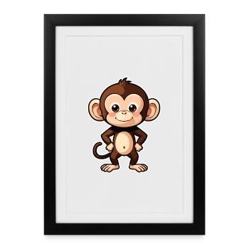 Little cute baby monkey, monkey, monkey - Framed poster (27 × 37 cm) - black - Front